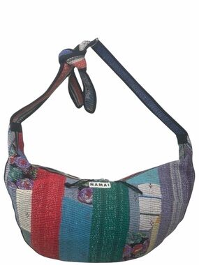 Namai Kantha Patchwork Quilted Crescent Crossbody Bag Zero Waste One of A Kind